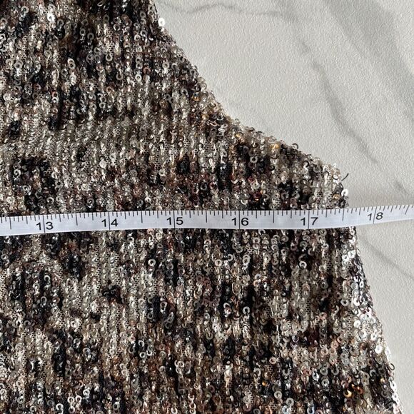 12PM by Mon Ami womens sequined tank top blouse shirt formal beige black small - Picture 10 of 14